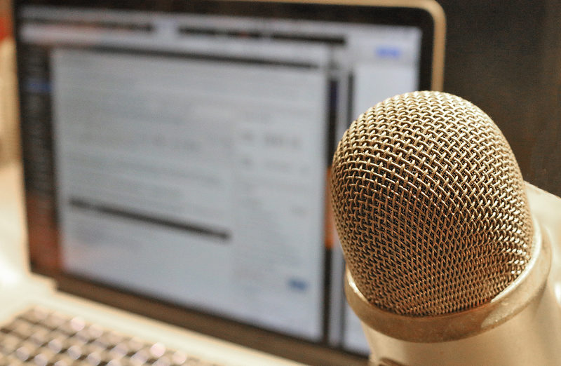 Microphone at laptop computer