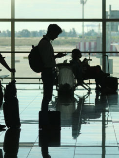 airport gate people silhouette