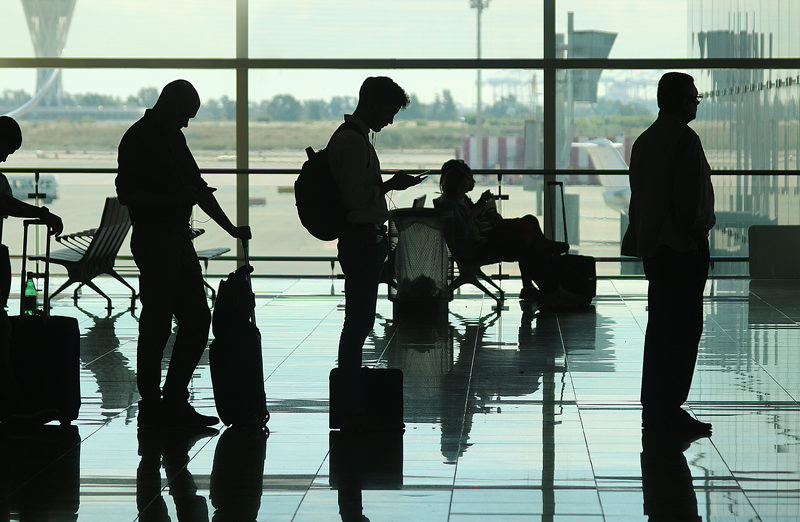 airport gate people silhouette