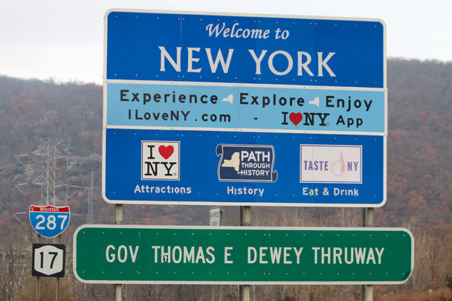 Welcome to New York highway sign