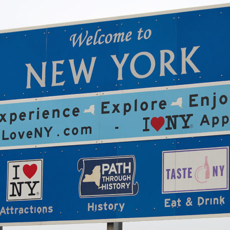 Welcome to New York highway sign