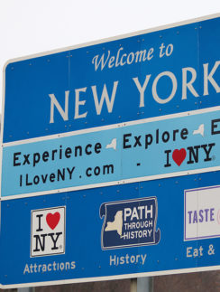 Welcome to New York highway sign