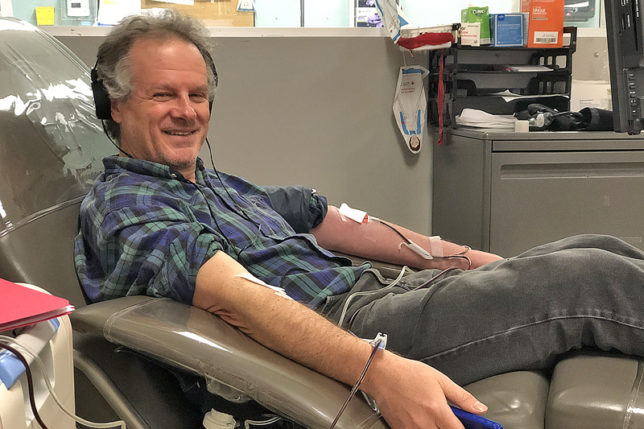 Brian donating platelets blood