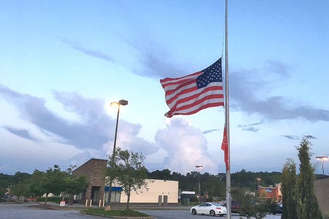 American flag half staff