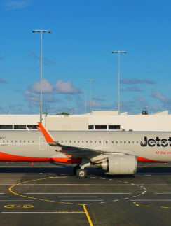 an airplane on the runway