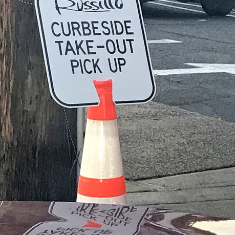 a sign on a street