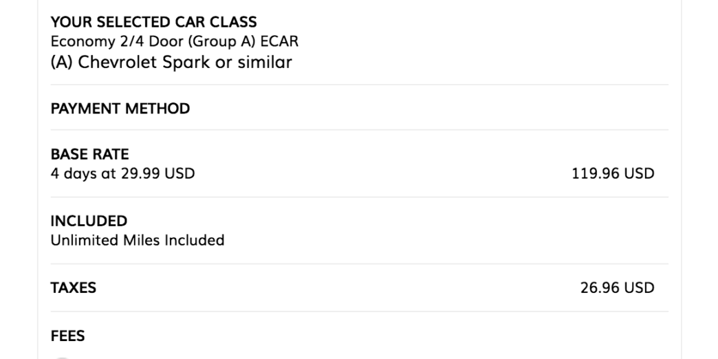a screenshot of a car price list