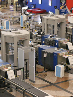 an airport security check in area