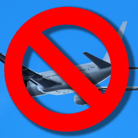 a no plane sign with a red circle around it
