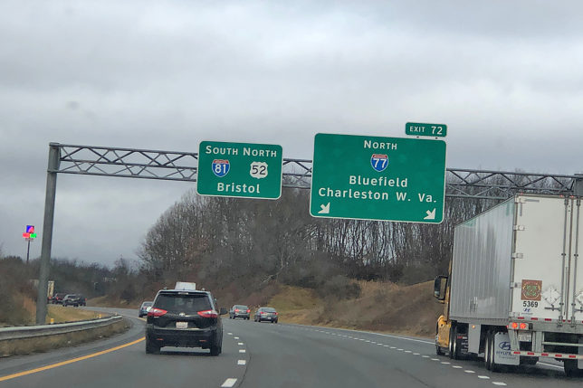 a road signs on a highway