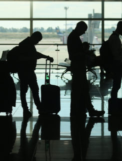 airport gate people silhouette