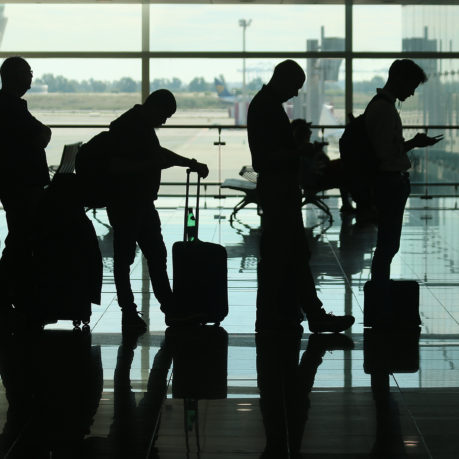 airport gate people silhouette