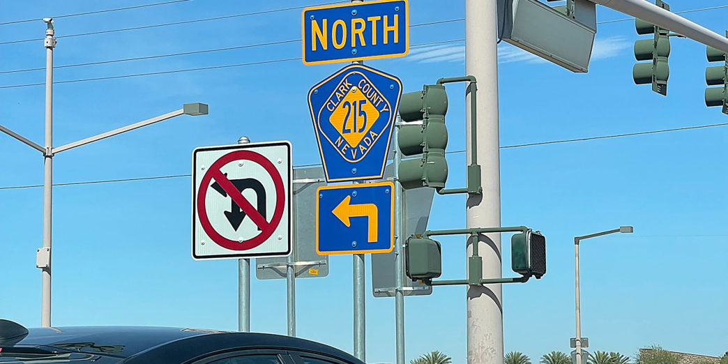 a traffic light and traffic signs