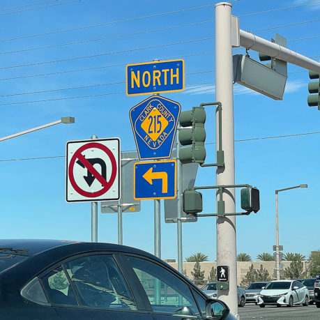 a traffic light and traffic signs