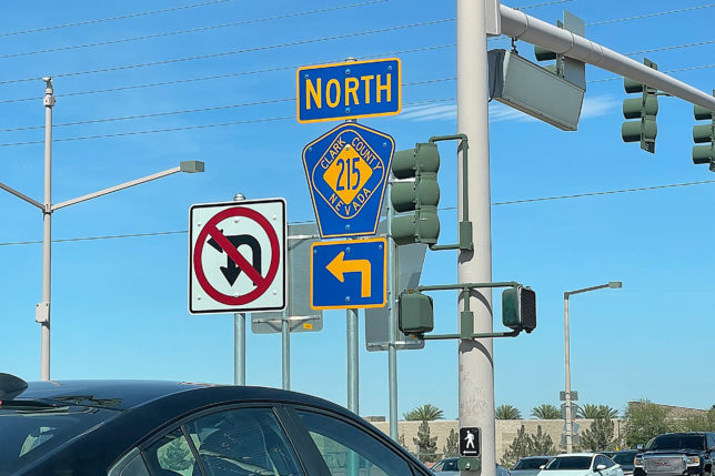 a traffic light and traffic signs