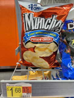 a bag of potato chips on a shelf