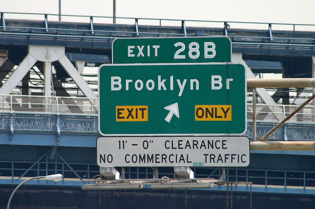 Brooklyn Bridge highway sign