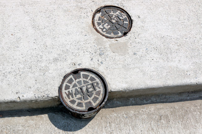 a close up of a manhole cover