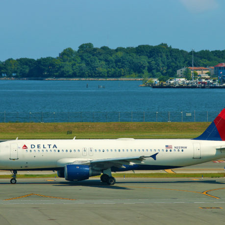 a plane on the runway
