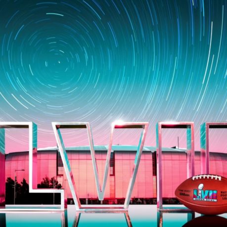 a football and a ball in front of a building