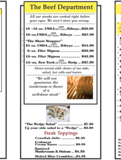 a menu of a restaurant