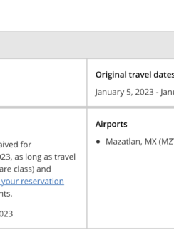 a screenshot of a travel schedule