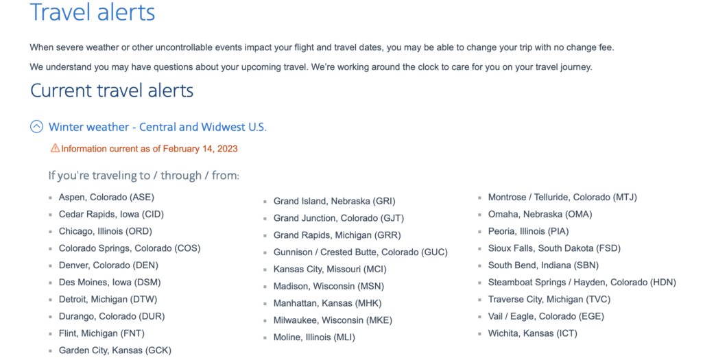 a screenshot of a travel information