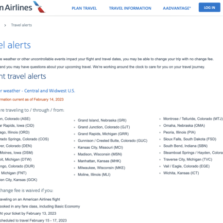 a screenshot of a travel information