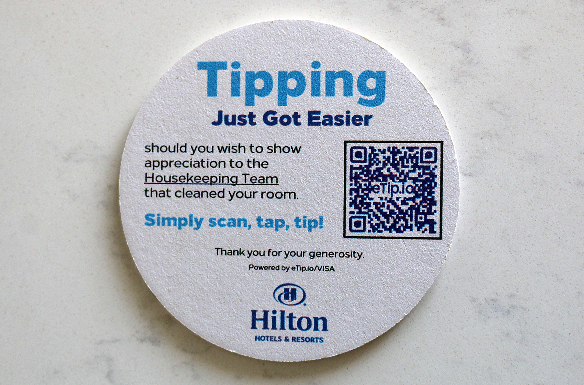 Hilton housekeeping tipping gratuity