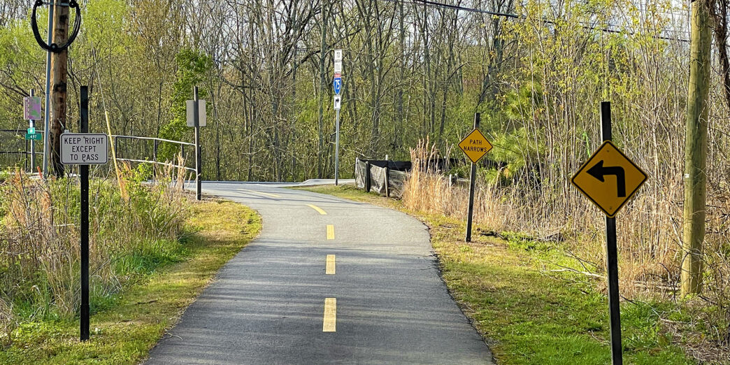 a road with signs on it