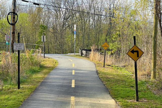 a road with signs on it