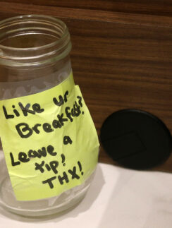 Breakfast attendant tip gratuity