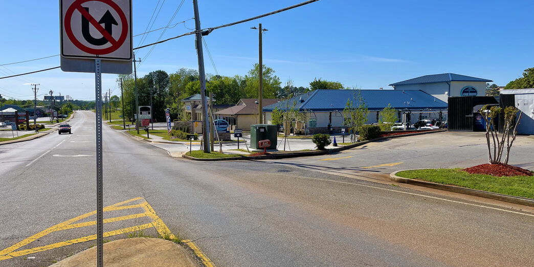 a street with a sign on it