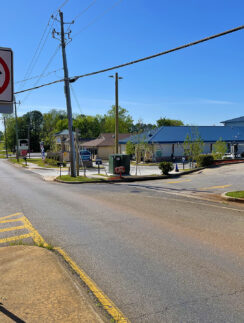 a street with a sign on it