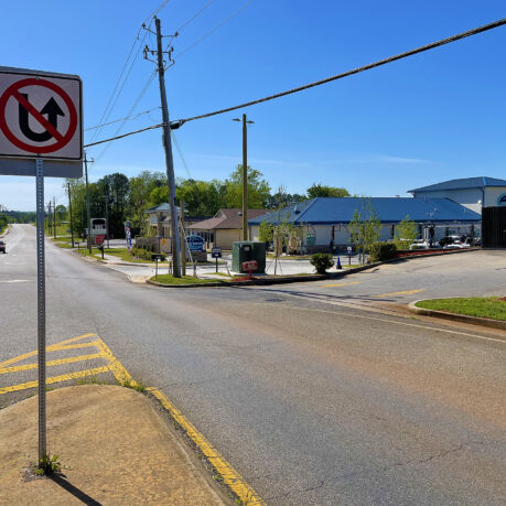 a street with a sign on it