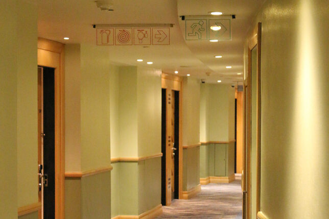 Carbon monoxide detector hotel hallway