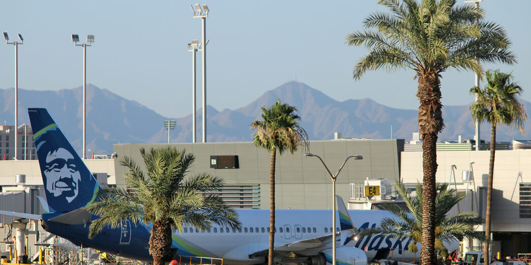 a plane parked in a terminal
