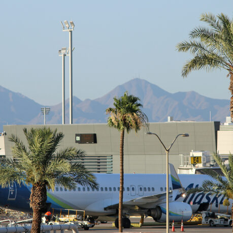 a plane parked in a terminal