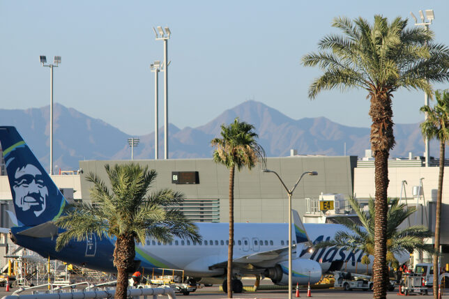 a plane parked in a terminal
