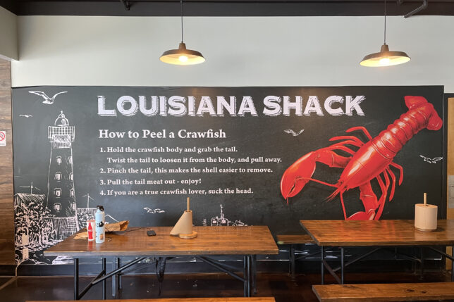a table and chairs in a restaurant