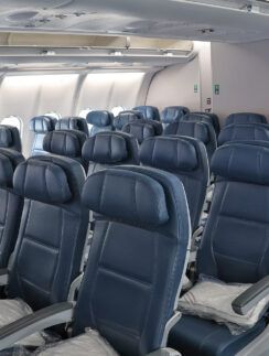 a row of seats in an airplane