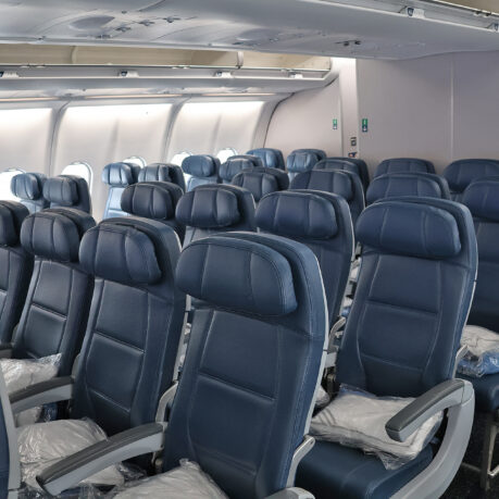 a row of seats in an airplane