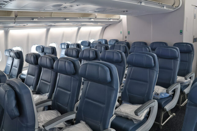 a row of seats in an airplane