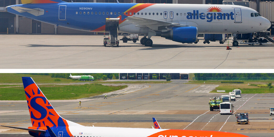 a two airplanes on the runway