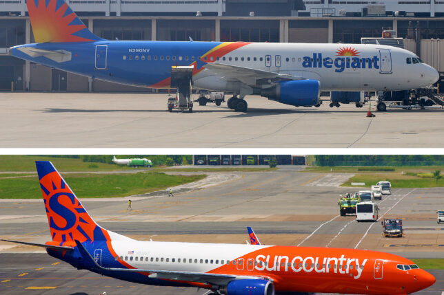 a two airplanes on the runway