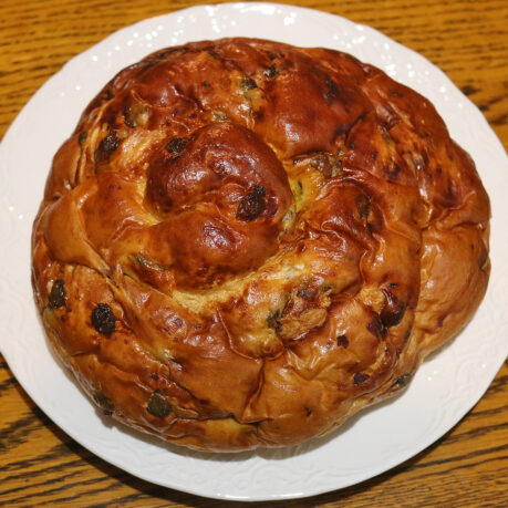 a round bread on a plate