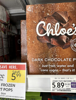 a box of chocolate pops on a shelf