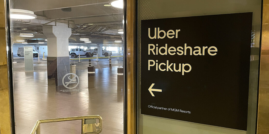 a sign on a glass door