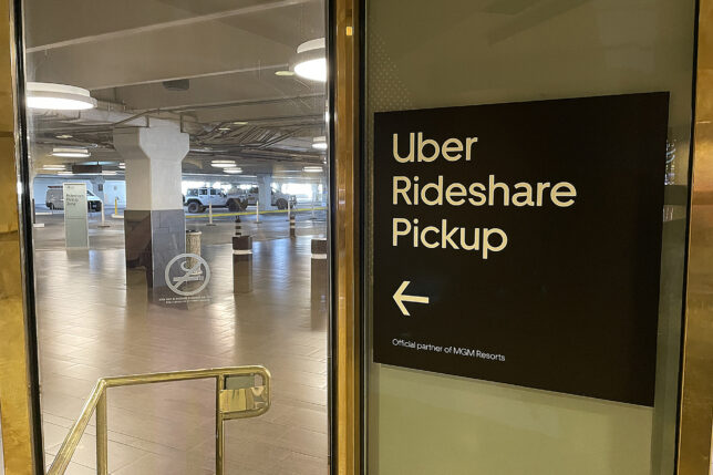 a sign on a glass door