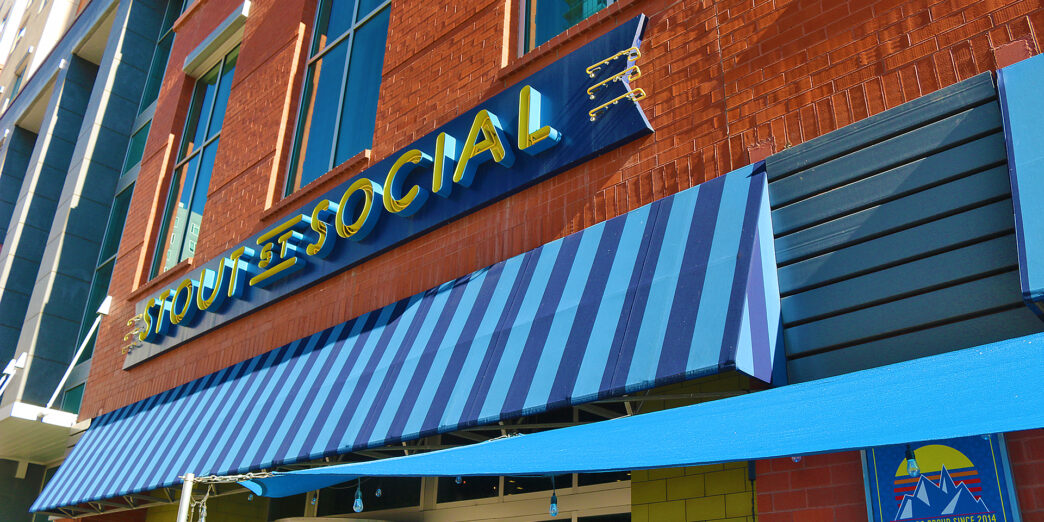 a building with a sign on the front